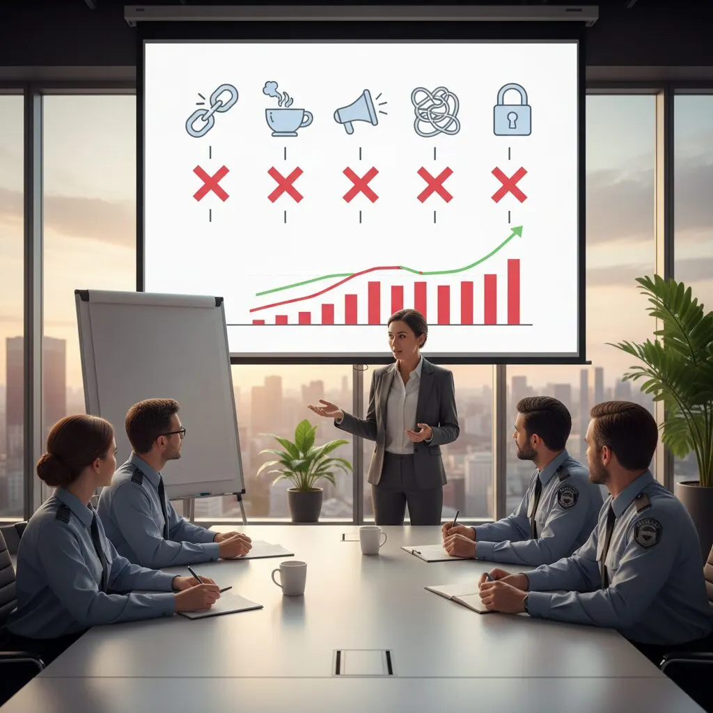 Illustration de l'article « 5 erreurs critiques en 2026 à éviter pour réduire le turnover des agents de sécurité en PME » — SEKUR, logiciel de sécurité privée