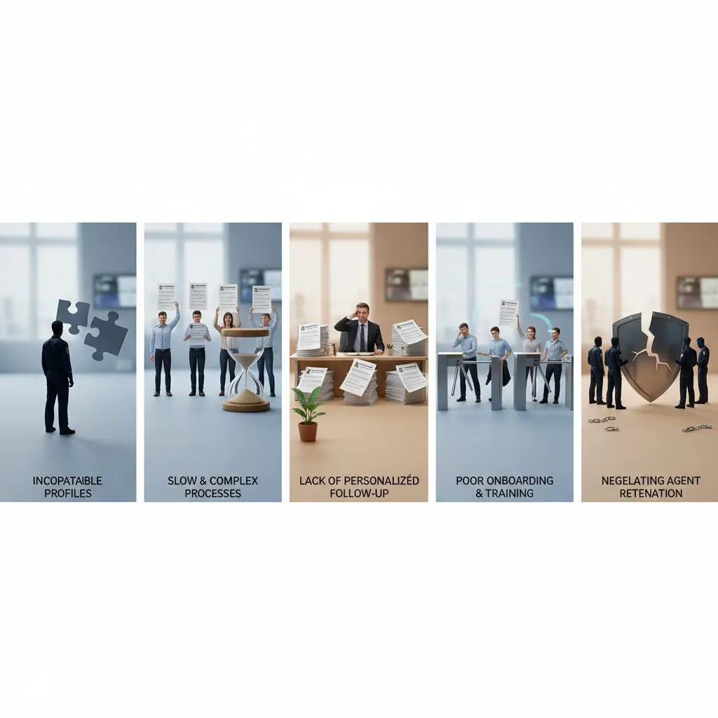 Illustration de l'article « 5 Erreurs Communes en Recrutement d'Agents de Sécurité à Éviter en 2026:Levier pour Agences PME » — SEKUR, logiciel de sécurité privée