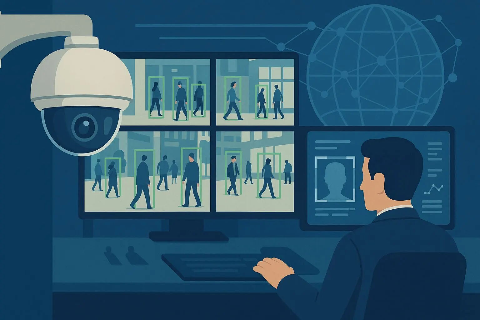 Illustration de l'article « Le rôle croissant de la vidéoprotection intelligente en 2025 » — SEKUR, logiciel de sécurité privée