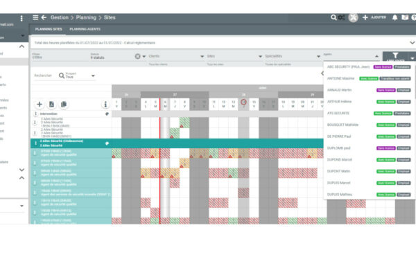 Logiciel de planification pour agences de sécurité privée SEKUR
