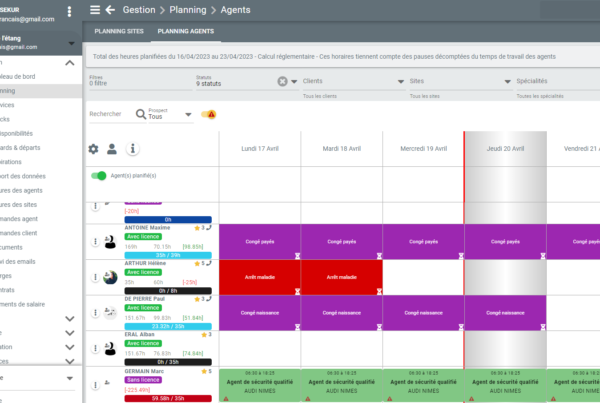 sekur gestion des conges et indisponibilites