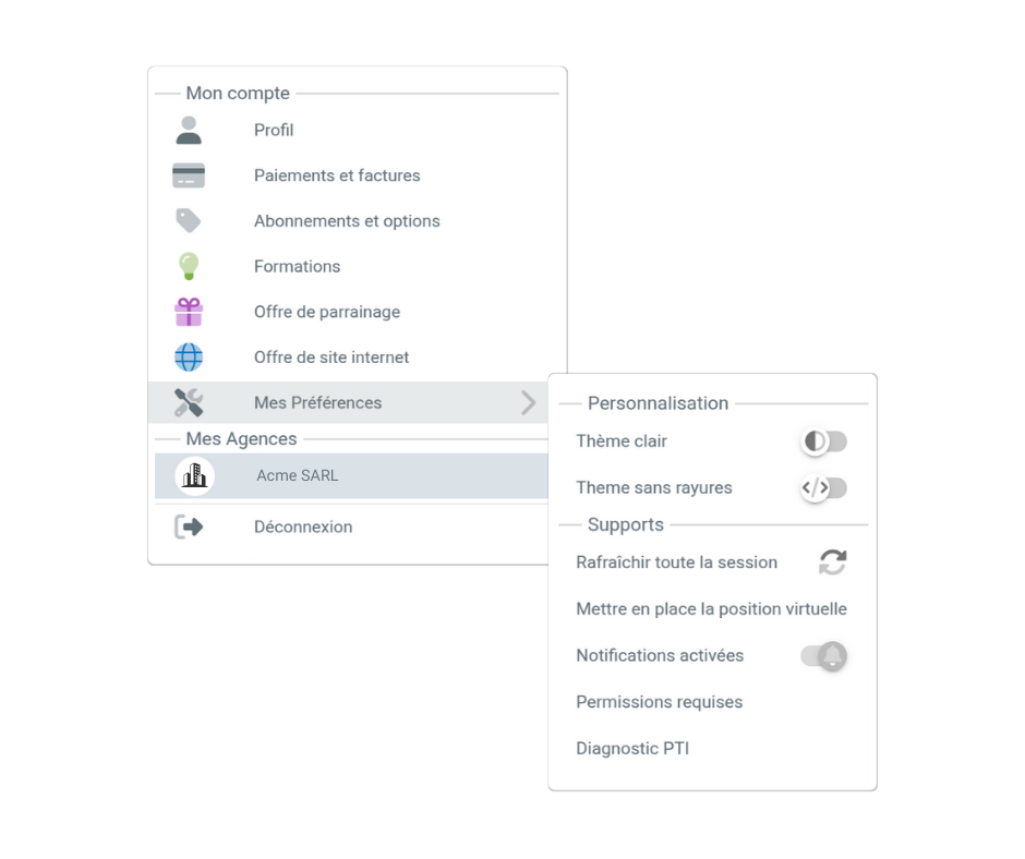 Menu compte - V4.37