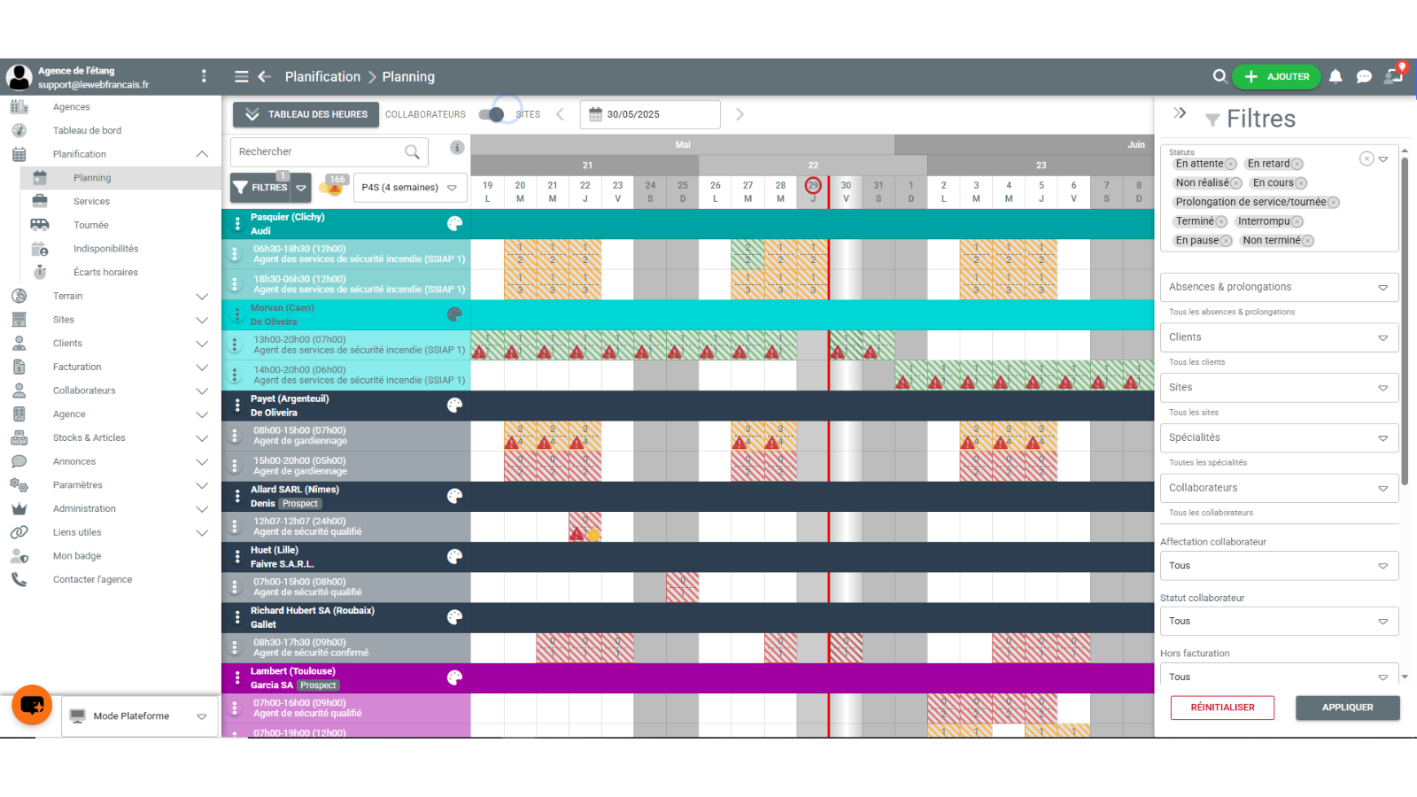 Nouveau menu - planning